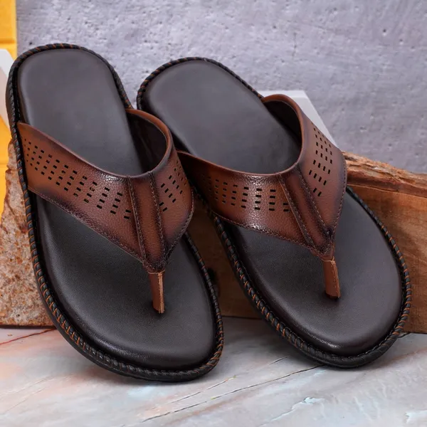 Tan_Synthetic_Perforations_Slippers_For_Men
