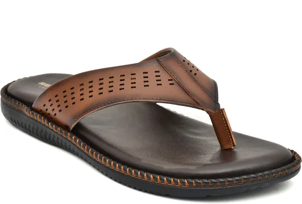 Tan_Synthetic_Perforations_Slippers_For_Men
