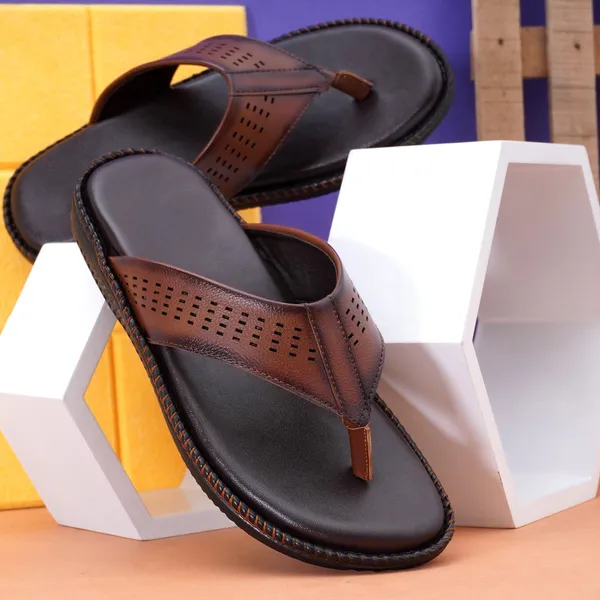 Tan_Synthetic_Perforations_Slippers_For_Men