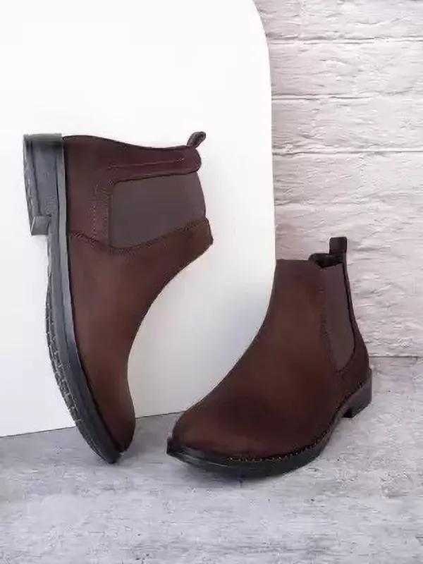 Maroon_Synthetic_Chelsea_Boots_For_Men