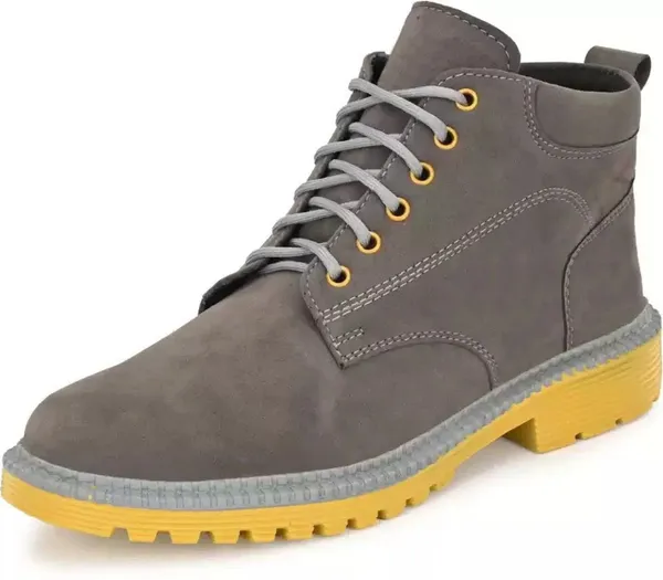Grey_Synthetic_Boots_For_Men