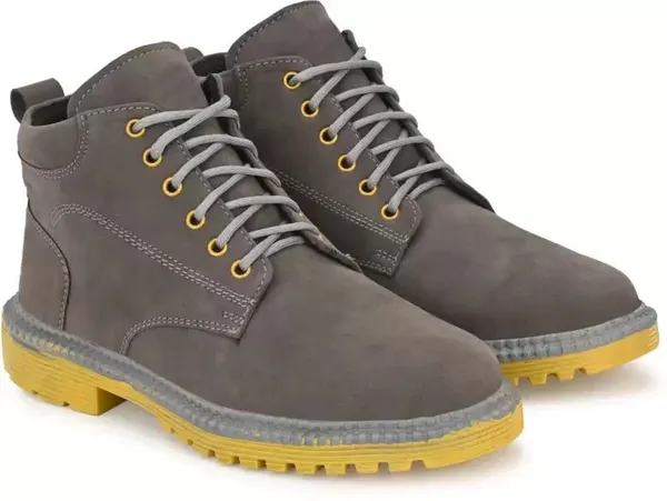 Grey_Synthetic_Boots_For_Men