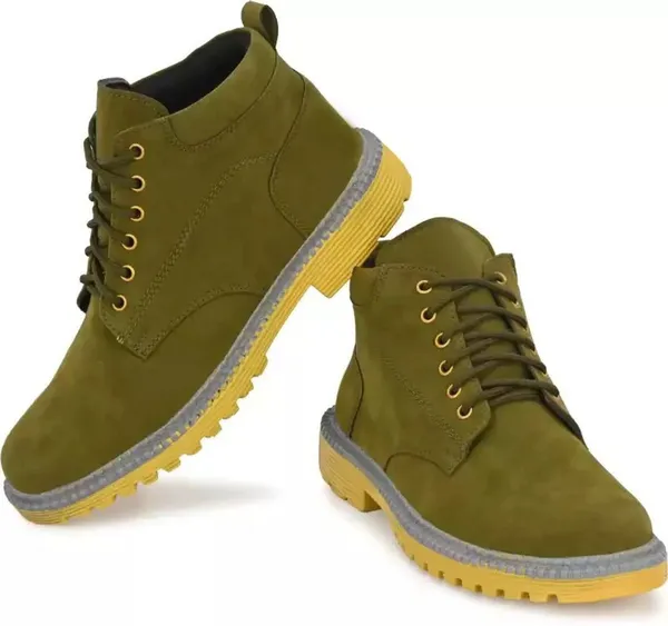 Olive_Synthetic_Boots_For_Men