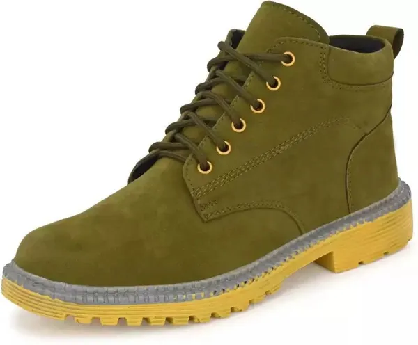 Olive_Synthetic_Boots_For_Men