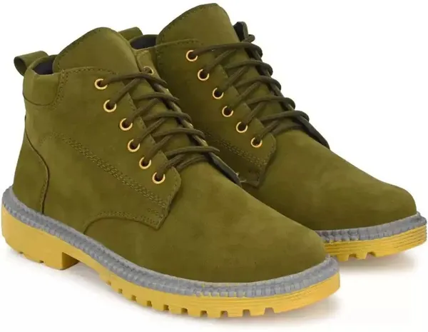 Olive_Synthetic_Boots_For_Men