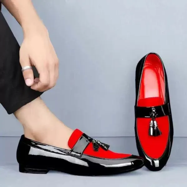 Red_And_Black_Synthetic_Loafers_For_Men