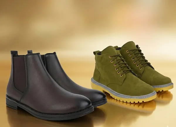 Brown_And_Olive_Synthetic_Boots_For_Men_Pack_Of_2