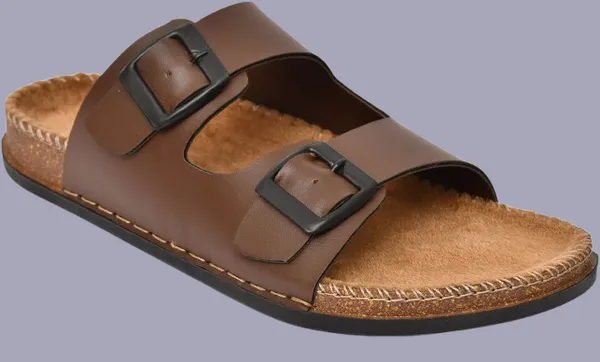 Brown_Foam_Striped_Slippers_For_Men