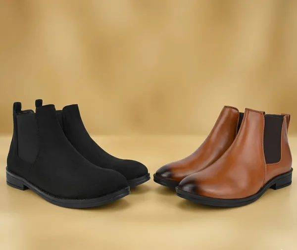 Black_And_Tan_Synthetic_Chelsea_Boots_For_Men_Pack_Of_2