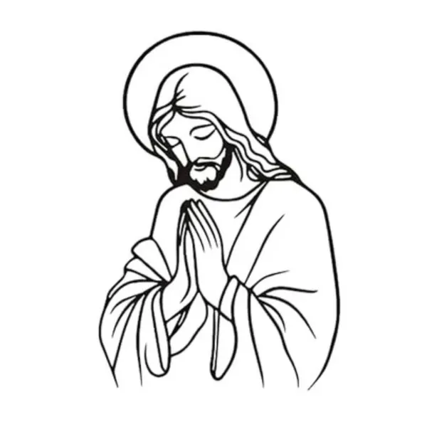 Religious_Jesus_Christ_Praying_Line_Art_Wall_Decor_Illustration