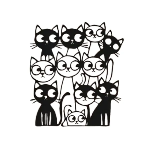 Black_And_White_Cat_Family_Decorative_Sticker/Decal