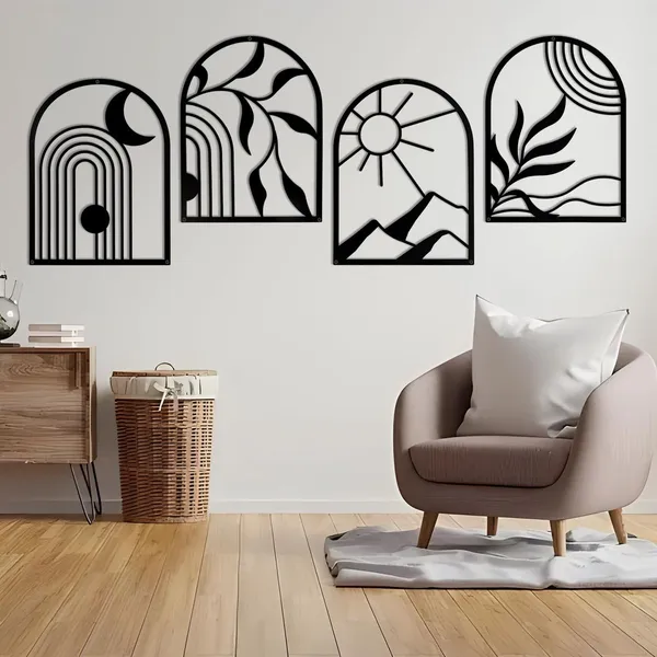 Set_Of_4_Arch-Shaped_Minimalist_Wall_Art_Panels_-_Black_Line_Art_Decor
