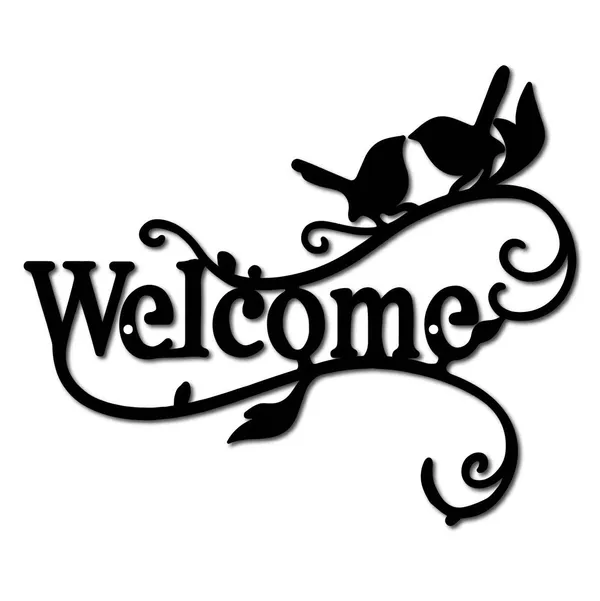 Decorative_Welcome_Sign_With_Birds_-_Metal_Wall_Art