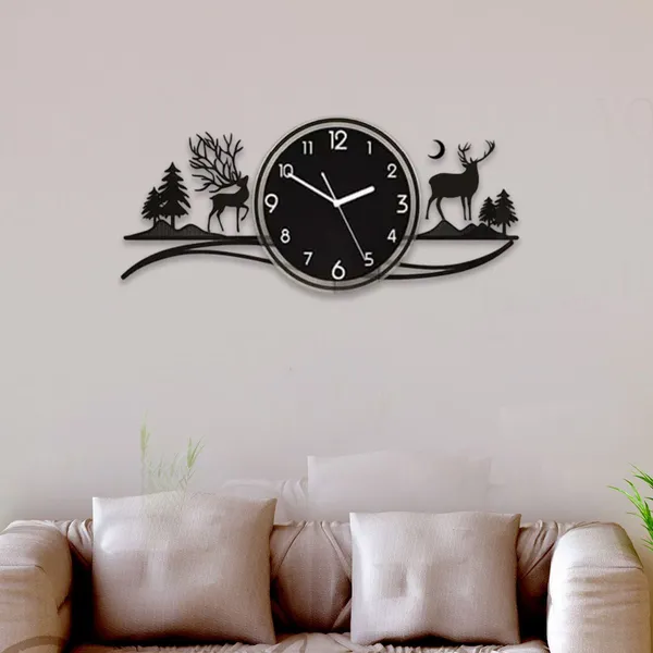 Decorative_Nature-Themed_Wall_Clock_With_Deer_And_Forest_Silhouette