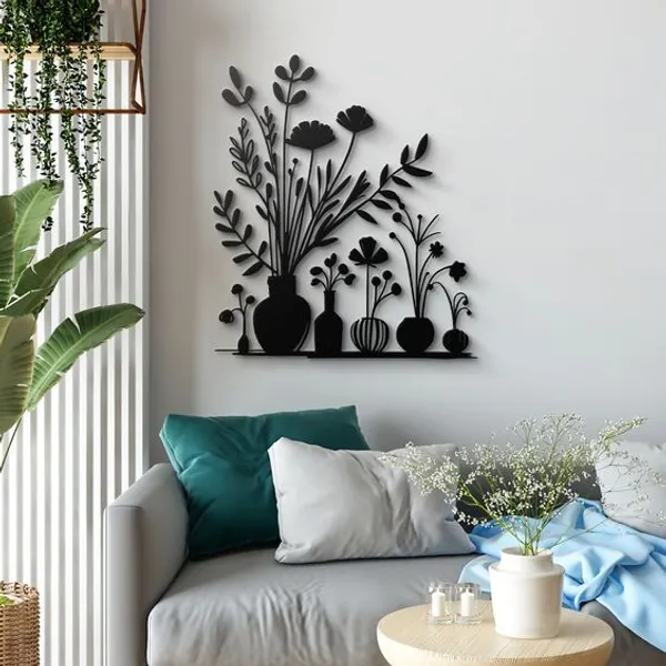 Black_Floral_Vase_Metal_Wall_Art_Decor