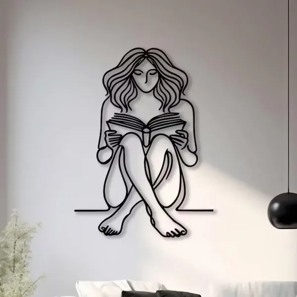 Metal_Wire_Art_Wall_Decor_-_Woman_Reading_Book_Silhouette