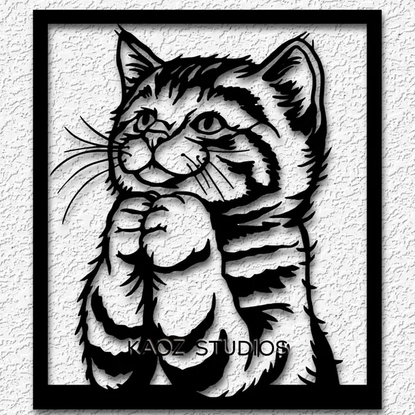Decorative_Metal_Cat_Wall_Art_-_Black_Framed_Home_Decor