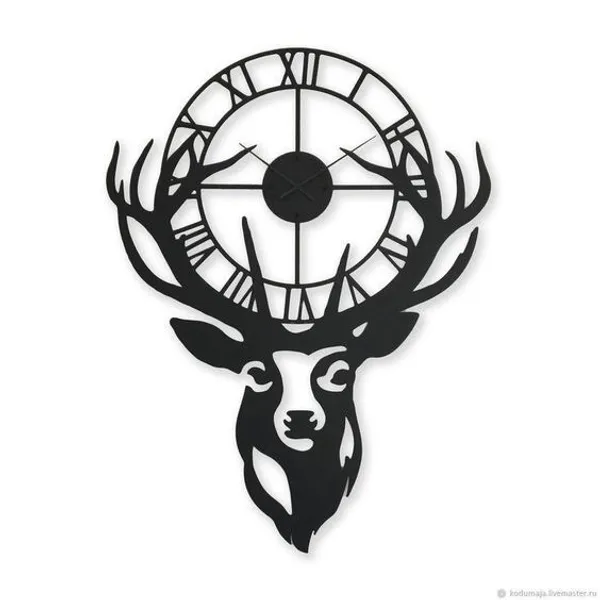 Decorative_Metal_Wall_Clock_With_Deer_Head_Silhouette_Design
