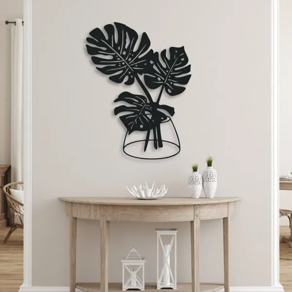 Black_Metal_Wall_Art_-_Monstera_Leaves_In_Vase