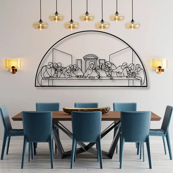 Last_Supper_Metal_Wall_Art_With_Pendant_Lights_-_Dining_Room_Decor