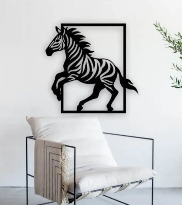 3D_Metal_Zebra_Wall_Art_Decor_-_Black_Frame_Design