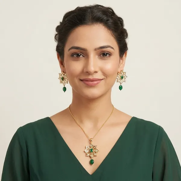 Karanphool_Green_Premium_Pendant_Set_For_Women