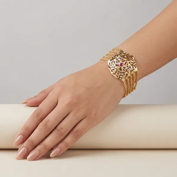 Ishel_Ruby_Golden_Premium_Bracelet_For_Women