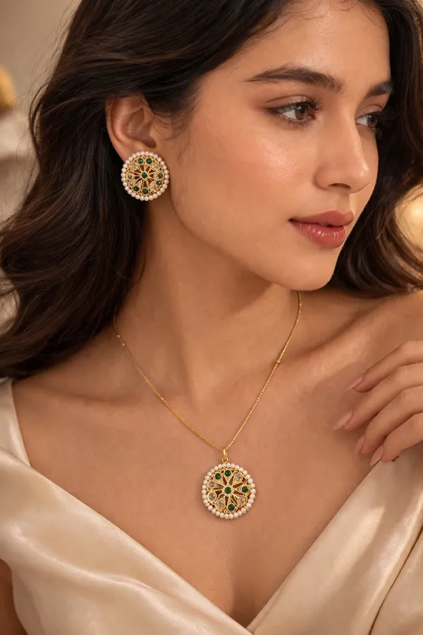 Phool_Emerald_Premium_Pendant_Set_For_Women