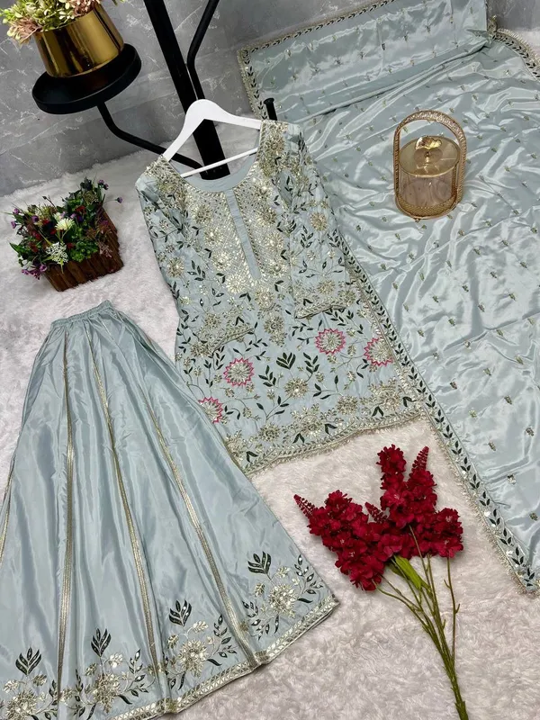 Grey_Embellished_Straight_Kurta_Sharara_with_Dupatta_Set