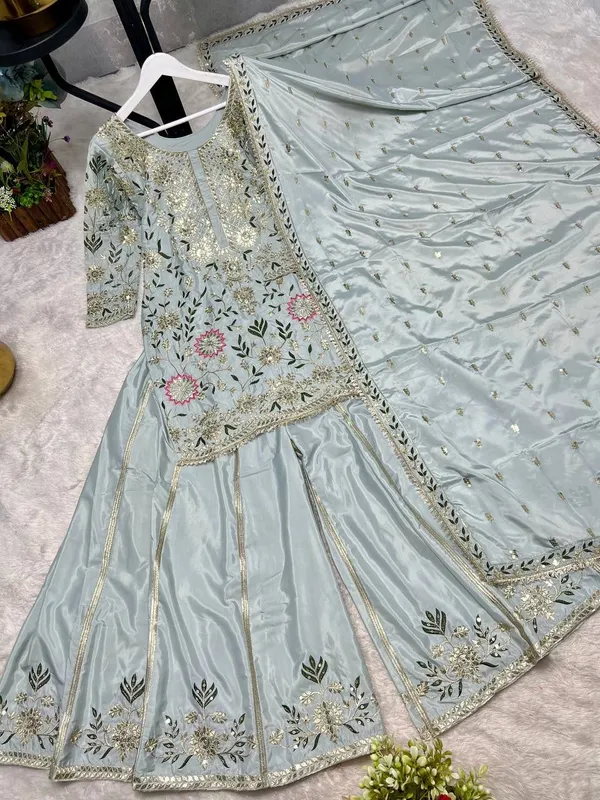 Grey_Embellished_Straight_Kurta_Sharara_with_Dupatta_Set