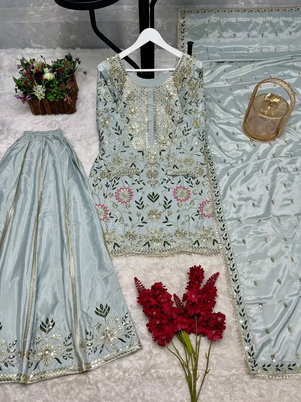 Grey_Embellished_Straight_Kurta_Sharara_with_Dupatta_Set