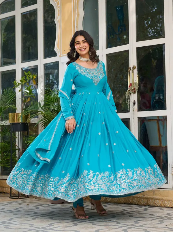 Elegant_TEA_BLUE_Embroidered_Anarkali_Suit_with_Dupatta_&_Palazzo_Set
