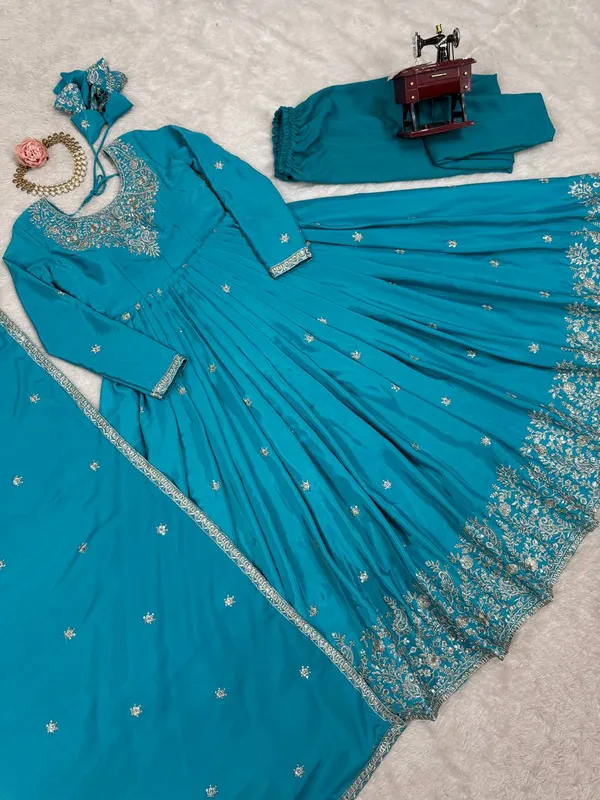 Elegant_TEA_BLUE_Embroidered_Anarkali_Suit_with_Dupatta_&_Palazzo_Set
