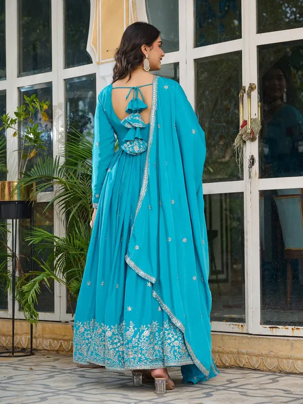 Elegant_TEA_BLUE_Embroidered_Anarkali_Suit_with_Dupatta_&_Palazzo_Set