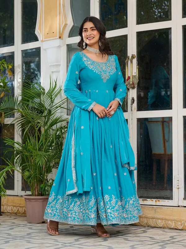 Elegant_TEA_BLUE_Embroidered_Anarkali_Suit_with_Dupatta_&_Palazzo_Set