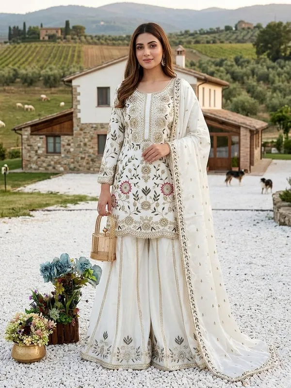 Ivory_White_georgette_sharara_suit