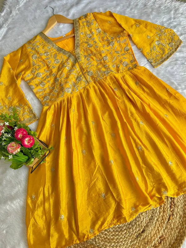 3_PIECES_VIBRANT_YELLOW__DESIGNER_READY_MADE_PAZZO_SET_WITH_DUPATTA