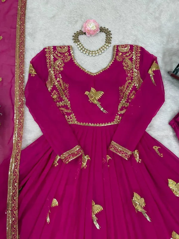 georgette_dark_pink_embroidered_anarkali_suit