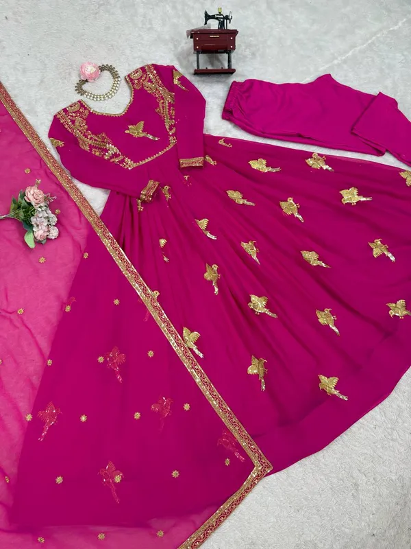 georgette_dark_pink_embroidered_anarkali_suit