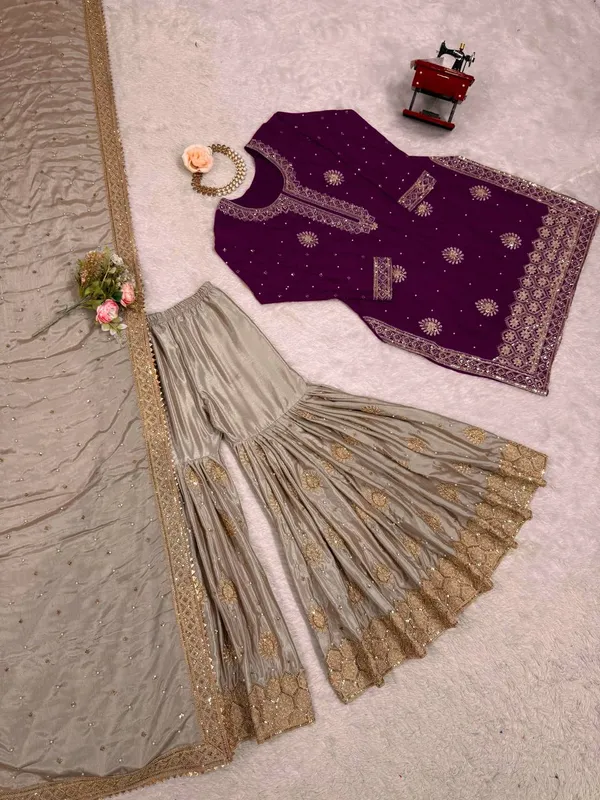 PURPLE_BEIGE_EMBROIDERED_SHARARA_SUIT_SET