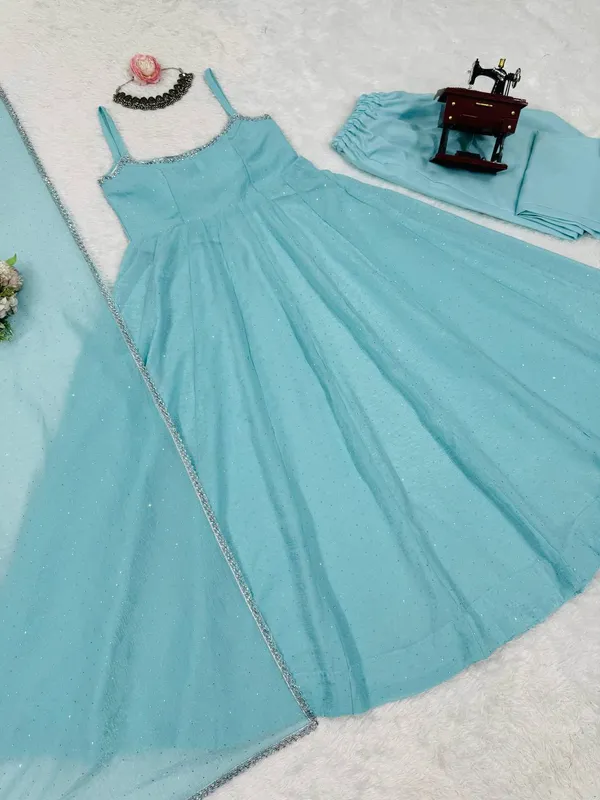 Elegant_PASTEL_TEAL_Anarkali_Gown_with_Dupatta