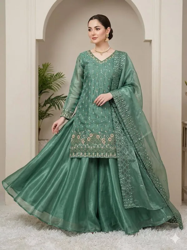 DARK_GREEN_EMBROIDEERED_SHARARA_SUIT