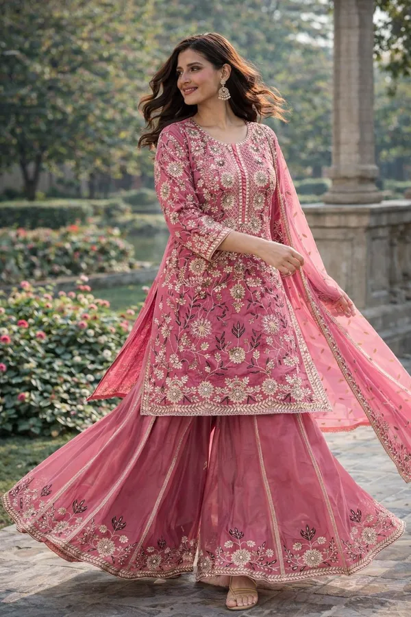 Pink_Floral_Embellished_Straight_Kurta_Sharara_with_Dupatta_Set