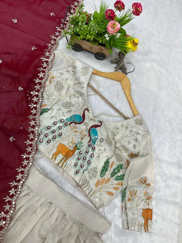 OFF_WHITE_PEACOCK_Designer_Embroidered_Lahenga_Choli