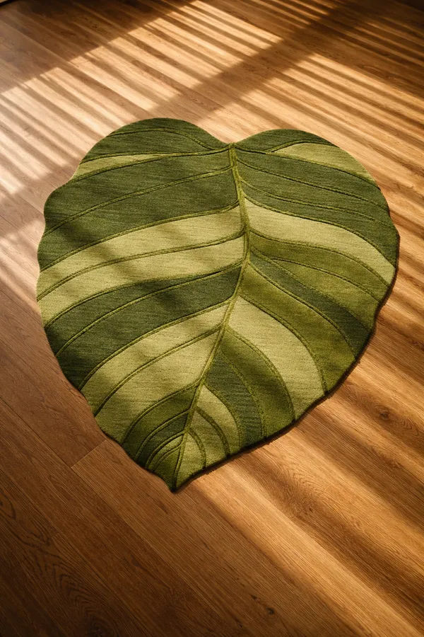 Leaf_Shape_Green_Rug_|_Botanical_Hand_Tufted_Area_Carpet_|_Nature_Inspired_Modern_Home_Decor