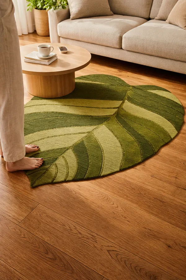 Leaf_Shape_Green_Rug_|_Botanical_Hand_Tufted_Area_Carpet_|_Nature_Inspired_Modern_Home_Decor