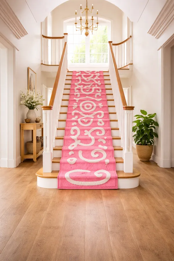 Pink_Abstract_Runner_Rug_|_Soft_Hand_Tufted_Hallway_Carpet_with_White_Swirl_Design