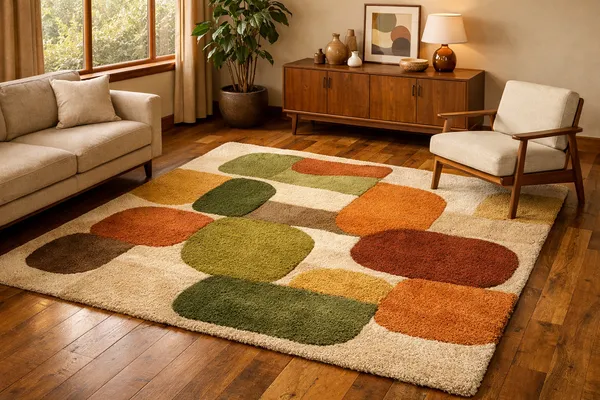 Retro_Geometric_Shag_Rug,_Mid_Century_Modern_Hand_Tufted_Rug,_Abstract_Boho_Area_Rug,_Colorful_Living_Room_Carpet,_Soft_Plush_Rug
