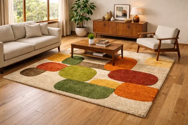 Retro_Geometric_Shag_Rug,_Mid_Century_Modern_Hand_Tufted_Rug,_Abstract_Boho_Area_Rug,_Colorful_Living_Room_Carpet,_Soft_Plush_Rug