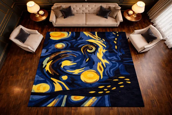 Starry_Night_Inspired_Blue_Abstract_Rug_|_Artistic_Hand_Tufted_Modern_Living_Room_Carpet__Meta_Description
